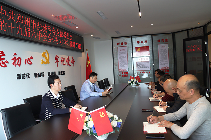 郑州市盐城商会党支部组织学习《党的十九届六中全会<决议>学习辅导百问》(图2)
